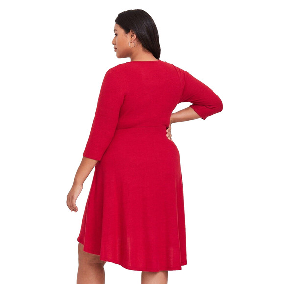 Torrid Super Soft Plush Red Hi-Lo Skater Knit Dress Lg 0 NWT Christmas V Neck - Picture 8 of 14